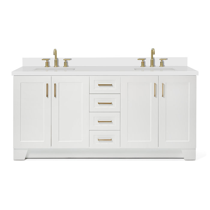 Longshore Tides Freitas 73'' Double Bathroom Vanity with White Quartz